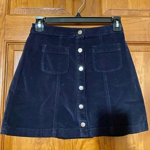 Navy Button-Up Skirt